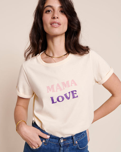 Le t-shirt Mama love en coton bio - crème - émoi émoi   - 2 