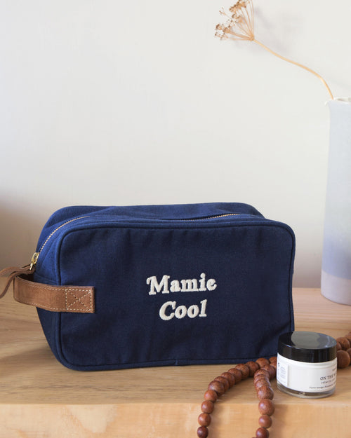 La trousse de toilette brodée Mamie cool - charbon - émoi émoi   - 2 