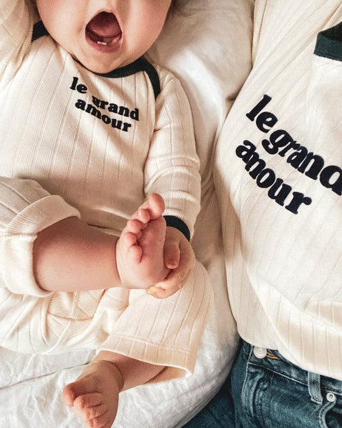 Le t-shirt et le body Le grand amour - crème - émoi émoi   - 1 