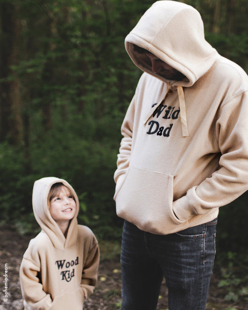 Le duo de hoodies Wild Dad / Wood Kid - beige - émoi émoi   - 2 