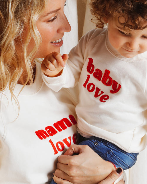 Le duo de sweats Mama love / Baby love - crème - émoi émoi   - 2 