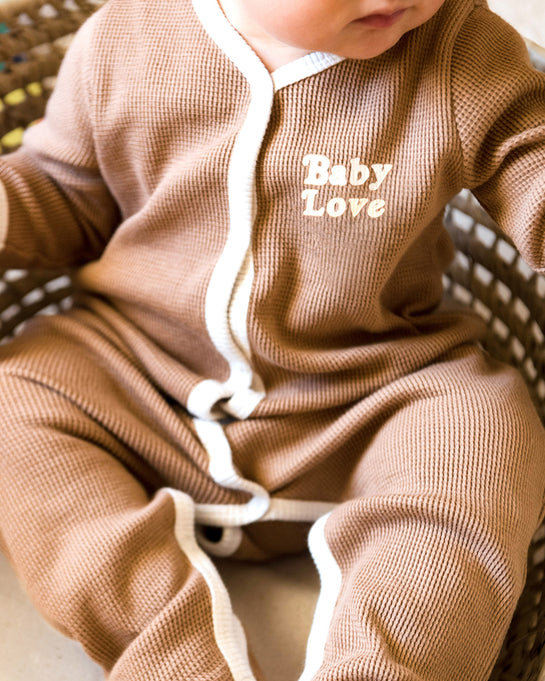 Le pyjama Family party bébé en coton bio nid d'abeille - charbon