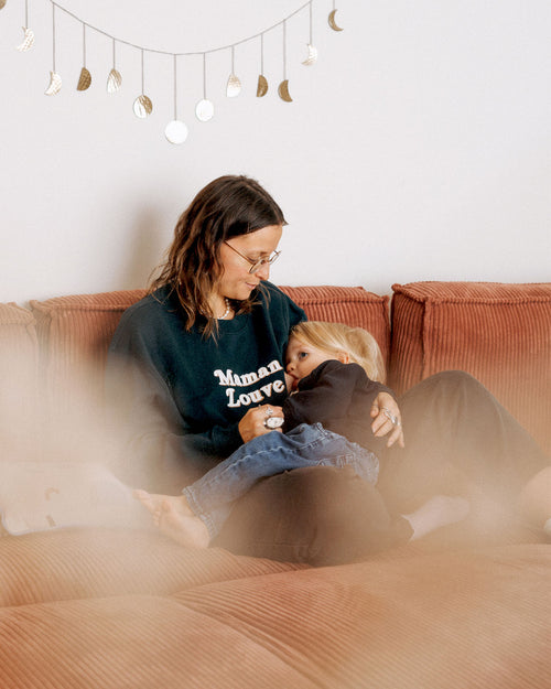 Le sweat d'allaitement Maman Louve femme en coton bio - charbon - émoi émoi   - 2 