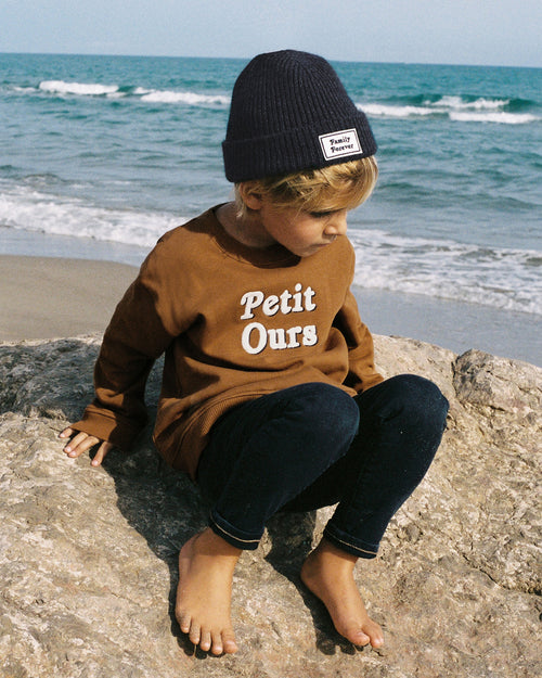 Le sweat Petit ours en coton bio - caramel - émoi émoi   - 2 