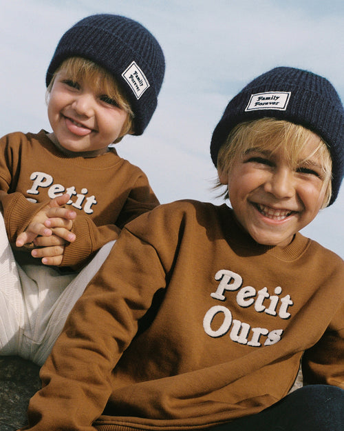 Le sweat Petit ours en coton bio - caramel - émoi émoi   - 1 