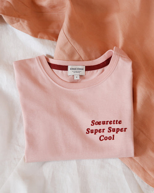 Le t-shirt Sœurette super super cool en coton bio - rose - émoi émoi   - 1 