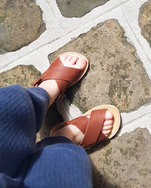 Les sandales Tom enfant en cuir naturel - Théluto x émoi émoi - émoi émoi   - 2 