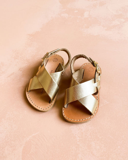 Les sandales Tom enfant en cuir doré - Théluto x émoi émoi - émoi émoi   - 4 